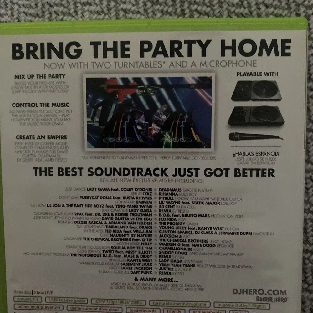DJ Hero 2 (Microsoft Xbox 360, 2010) With Manual